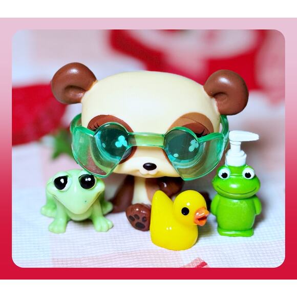 Authentic Littlest Pet Shop LPS #612 Euro Teddy Panda Bear Aqua Clover Eyes - Picture 2 of 8